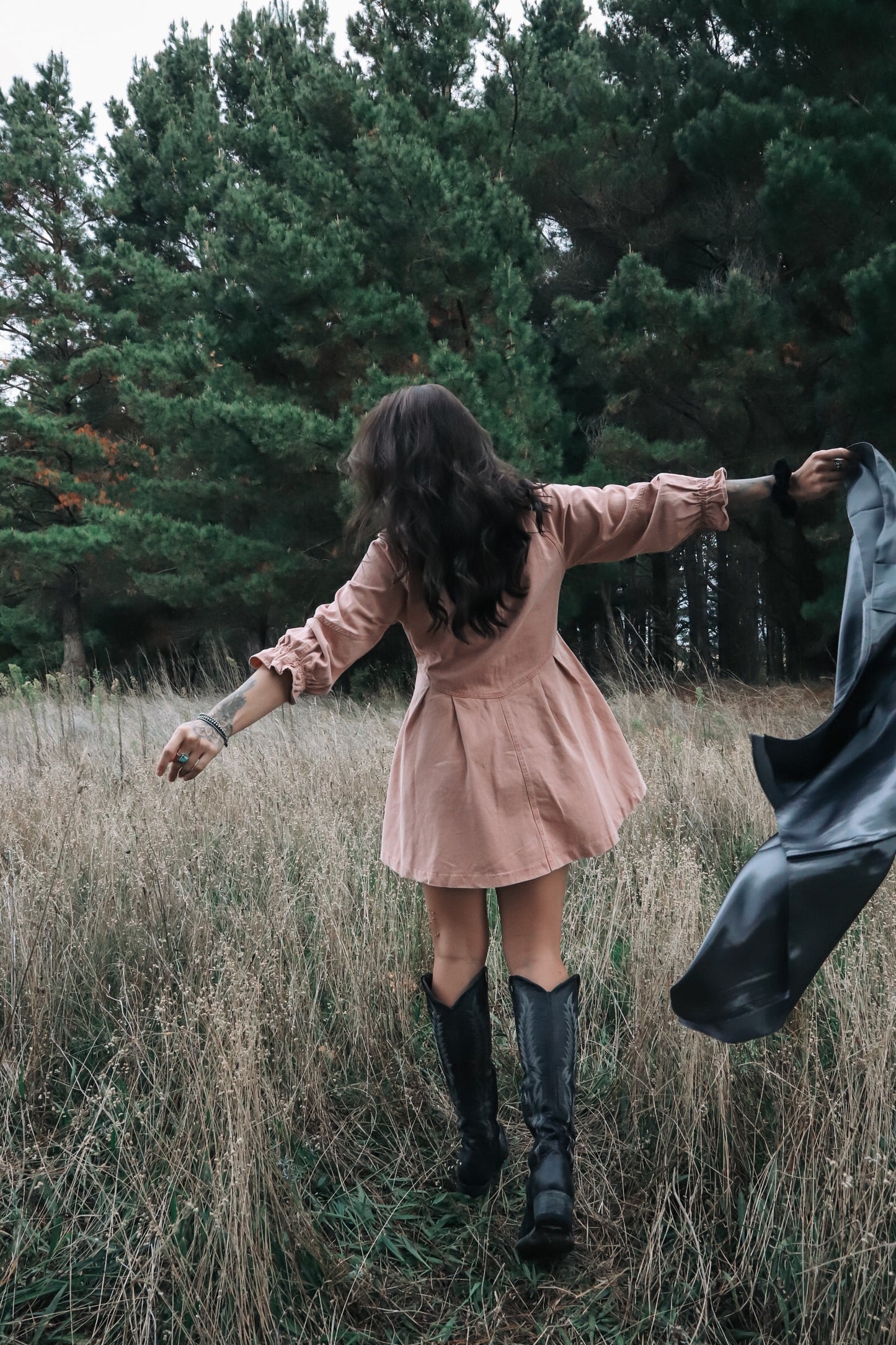 Beth Anne Denim Dress - Peach