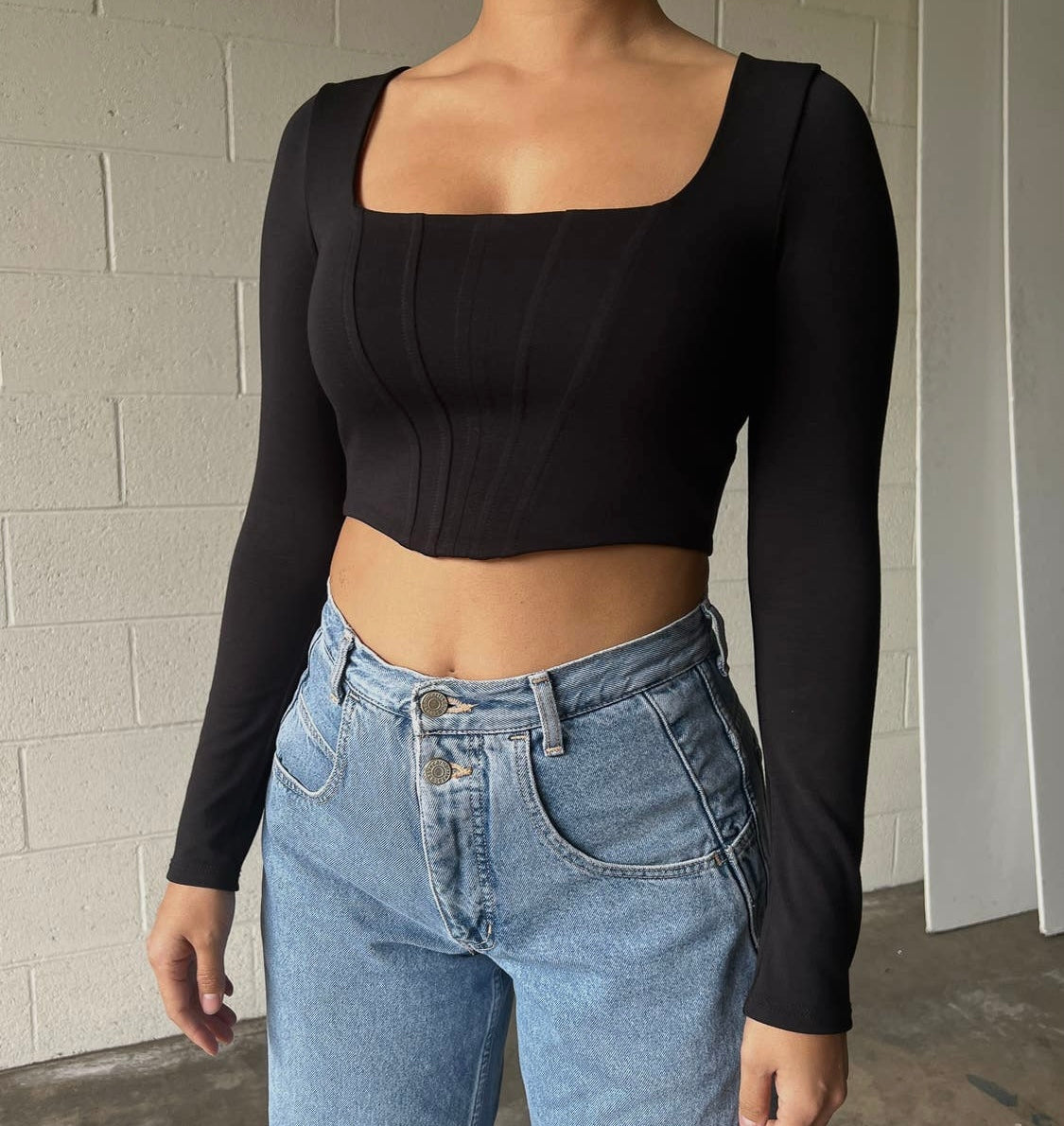 Basic Corset Crop - Black