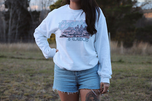 Coors and Cowboys Crewneck - White